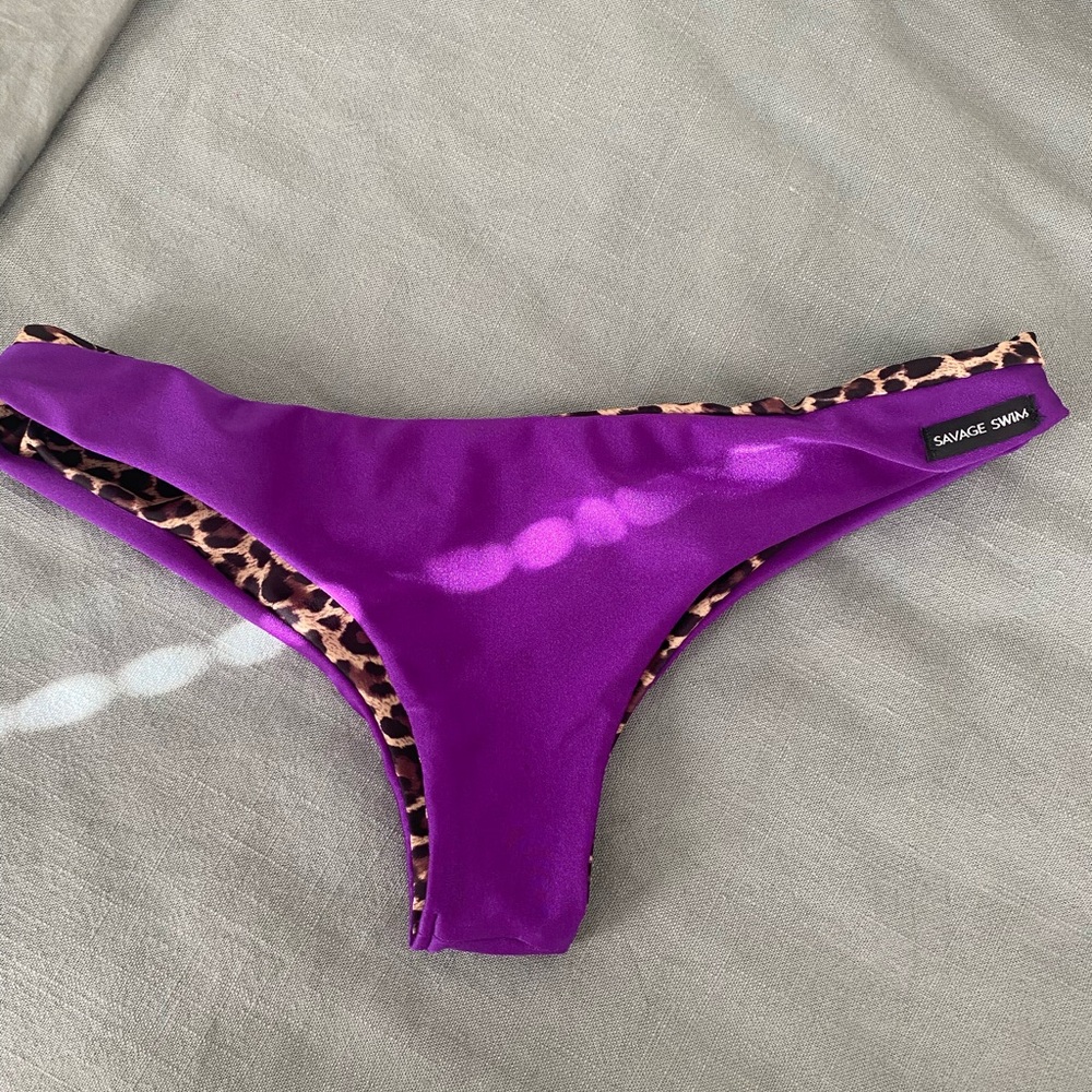 Savage Swim Reversible Purple Bikini with Leopard